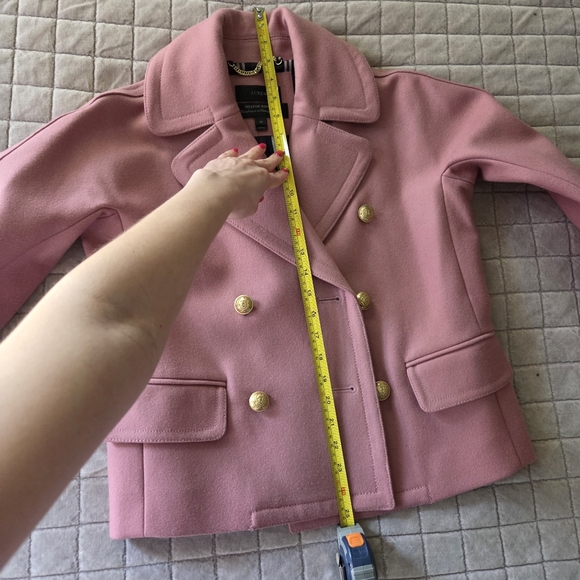 J.Crew Italian Melton Wool Pink Women's Cropped Coat Jacket, Sz 00, Dusty Rose - Picture 7 of 8